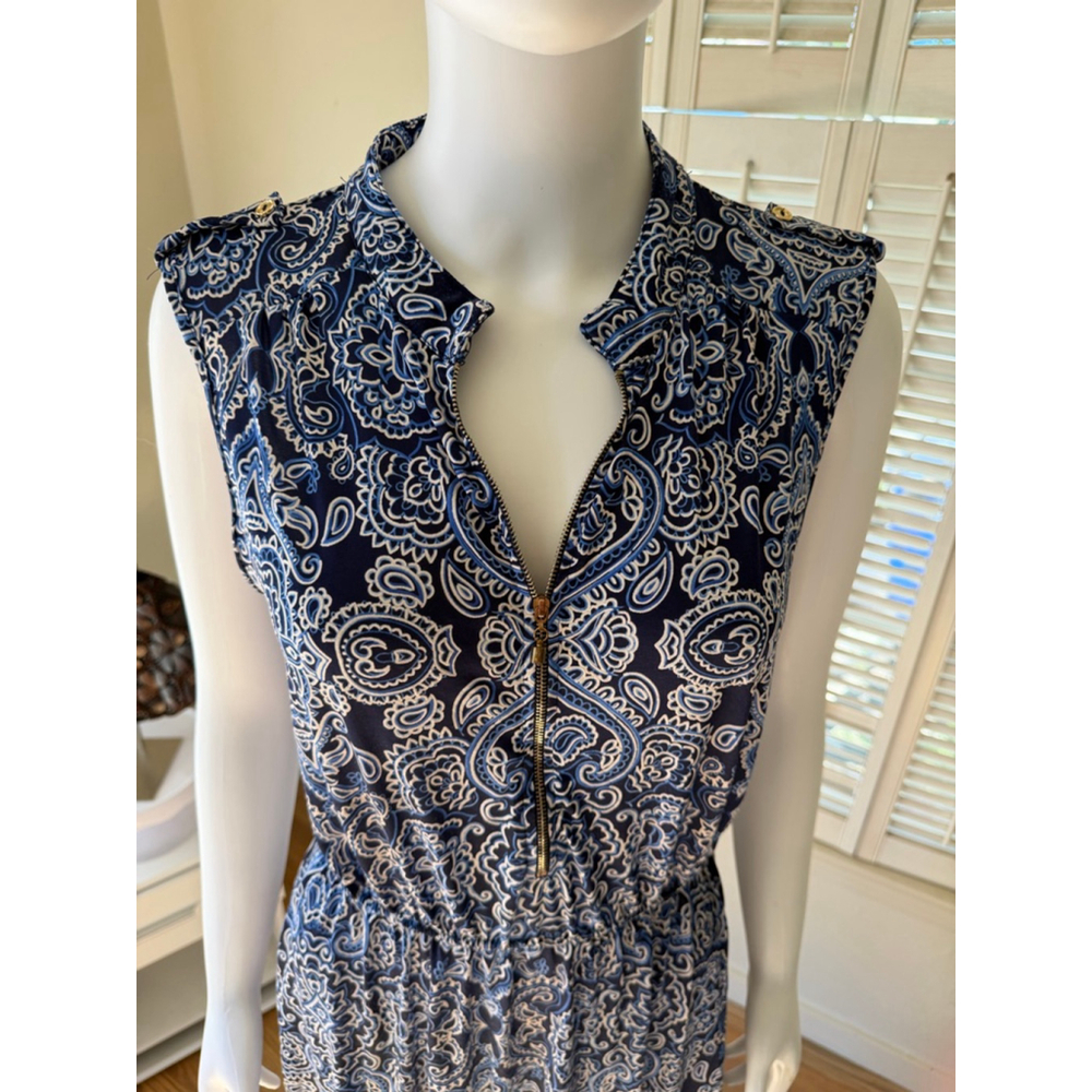 Women's PerSeption Concept Blue White Paisley Dress Xl - Picture 2 of 5